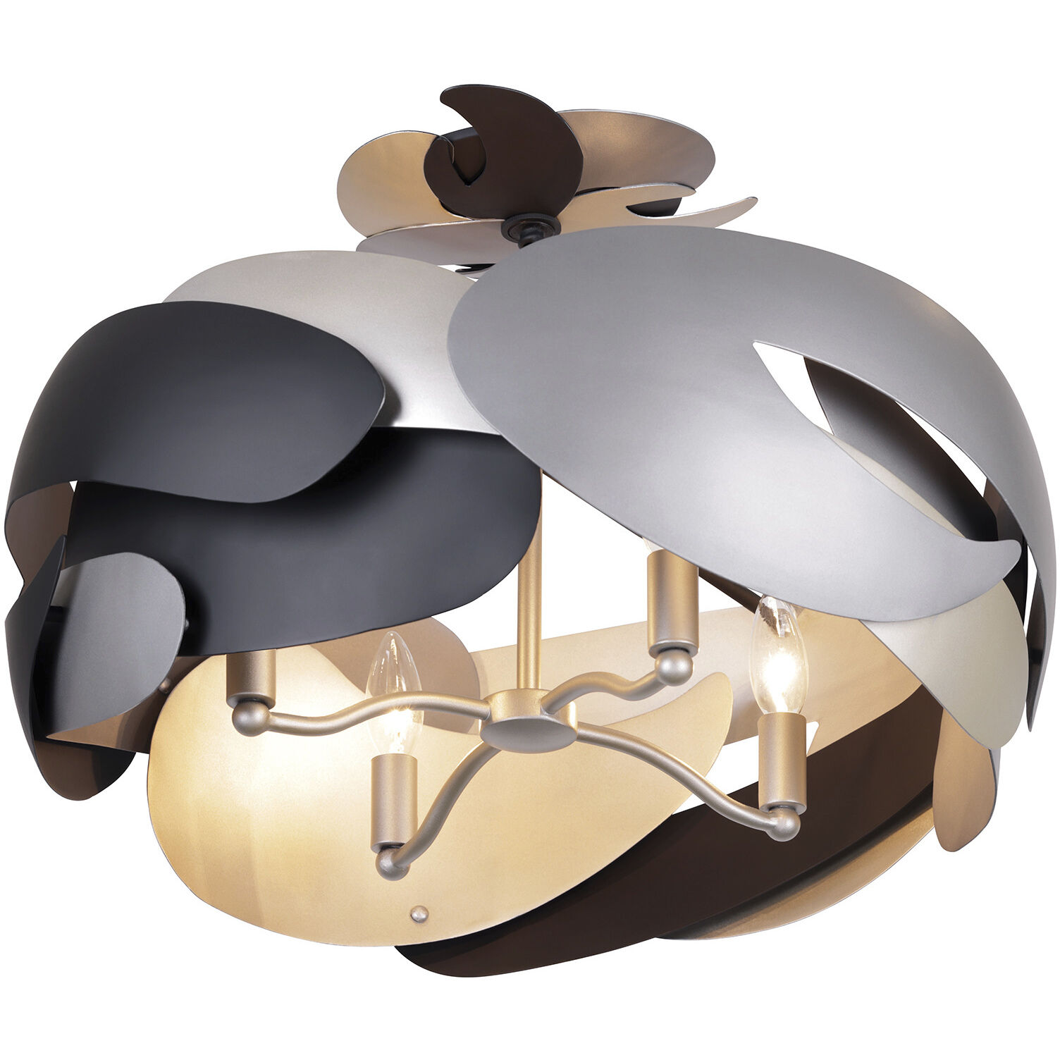 Metalo Misto 4 Light 20 inch Brass / Cola Grey / Matte Black Semi Flush Ceiling Light